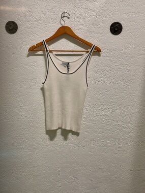 Classic Cream Tank Top with Black Trim - Women